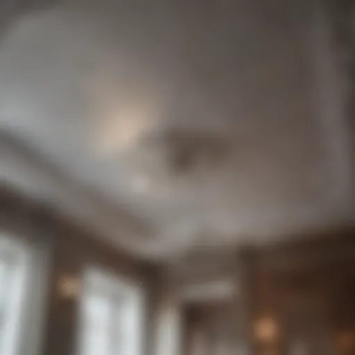 Detailed view of water stains on a ceiling