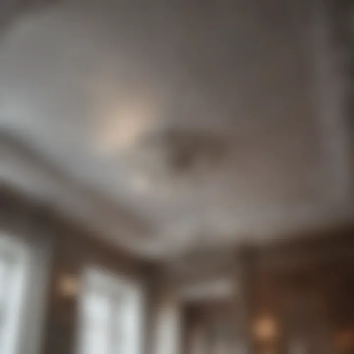 Detailed view of water stains on a ceiling