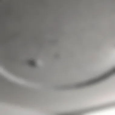 Close-up of a leak source in a ceiling