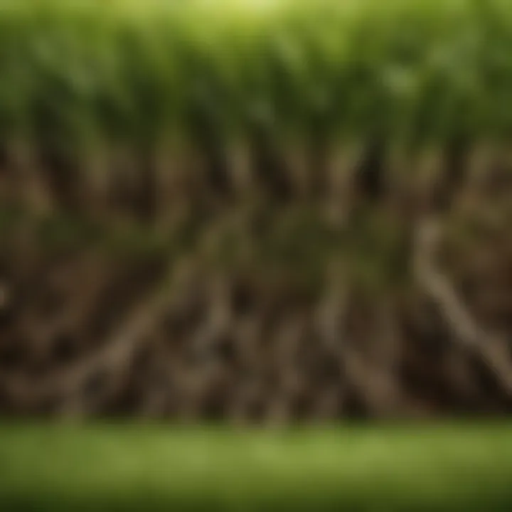 Illustration showcasing the ways tree roots physically damage grass blades