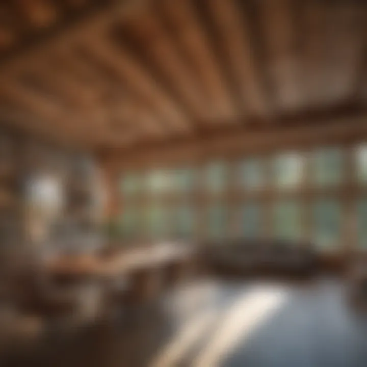 Interior design of a modern prefab log home