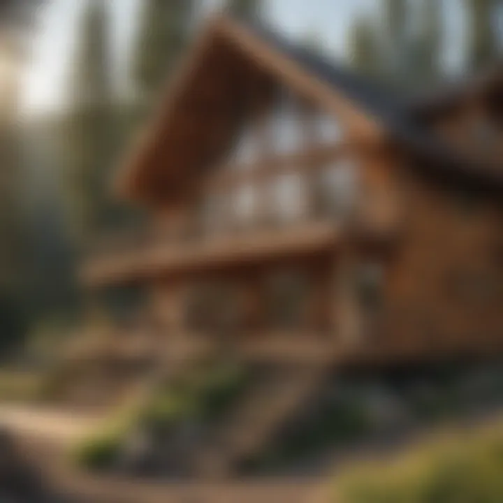 Scenic view of a prefab log home with surrounding nature