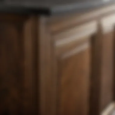Artistic brush strokes on wooden cabinet