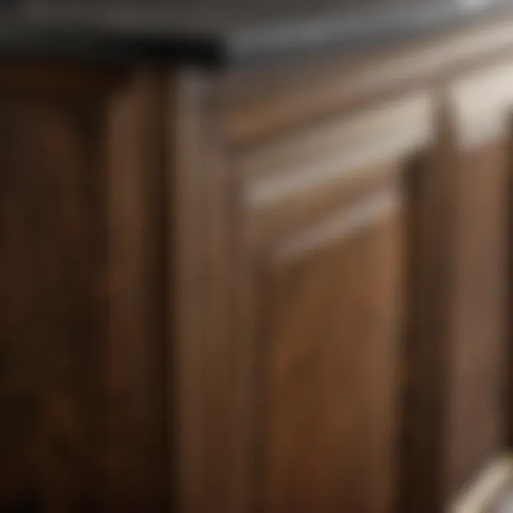 Artistic brush strokes on wooden cabinet