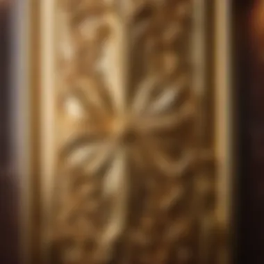 Luxurious gold paint dripping on cabinet door
