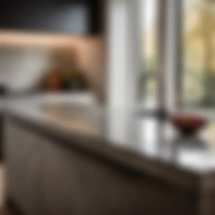 Modern kitchen with polished concrete countertop and minimalist decor