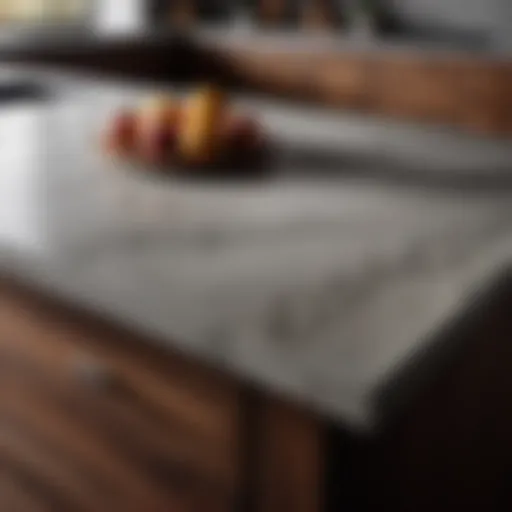Concrete kitchen countertop with intricate veining design