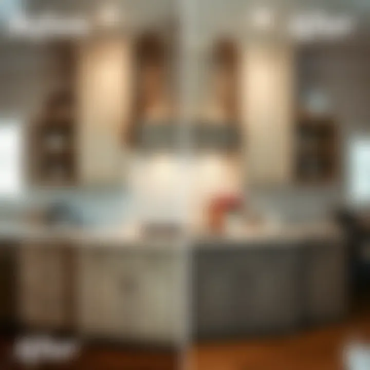 Before and after comparison of kitchen cabinets