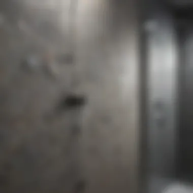 Close-up of various shower wall panel materials showcasing texture and color options.