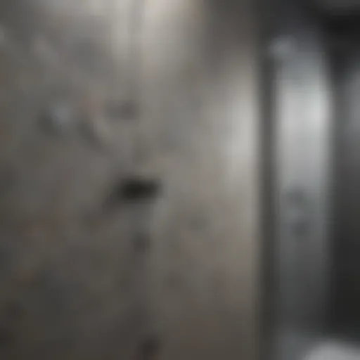 Close-up of various shower wall panel materials showcasing texture and color options.