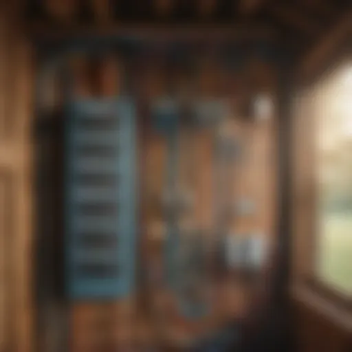 Illustration of shed with electrical wiring diagram