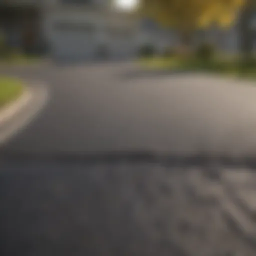 Close-up of a freshly sealcoated driveway surface