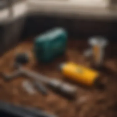 Illustration demonstrating septic chamber maintenance tools