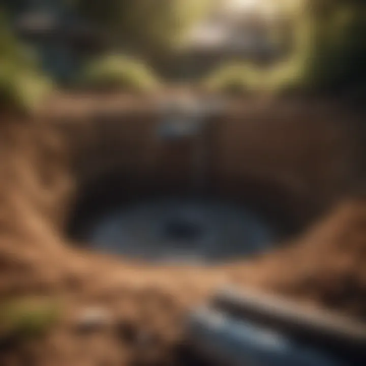 Illustration depicting underground septic system installation