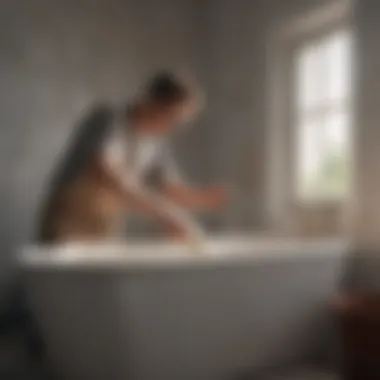 Applying Mortar for Bathtub Support Demonstration of mortar application under a bathtub