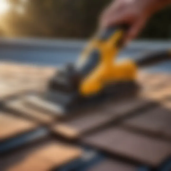 Roof shingle cutting tool detail