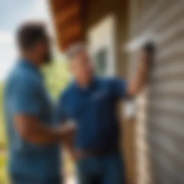 Professional contractor discussing siding options with homeowner