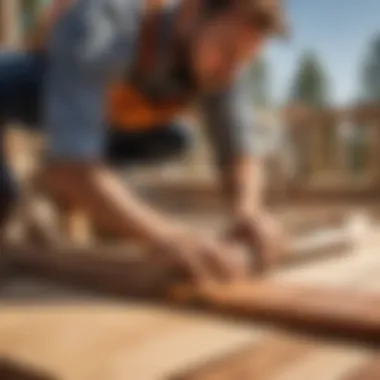 Skilled carpenter constructing a deck