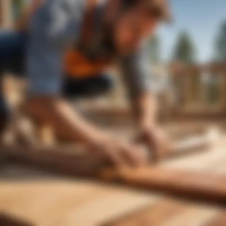 Skilled carpenter constructing a deck