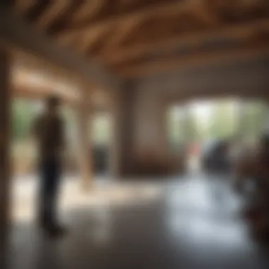 Skilled Craftsmen Working on Garage House Construction Skilled Craftsmen Working on Garage House Construction