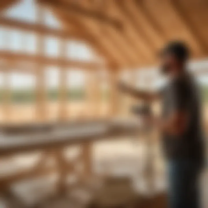 Master Craftsmen Meticulously Building the Barndominium Skilled Craftsmen Working on Barndominium