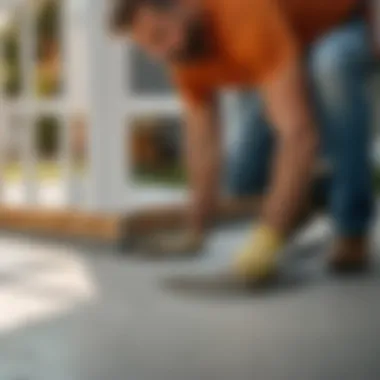 Expert Craftsmanship: Labor on Your Concrete Porch Skilled labor working on concrete porch