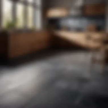 Sleek Slate Tile Flooring in Kitchen