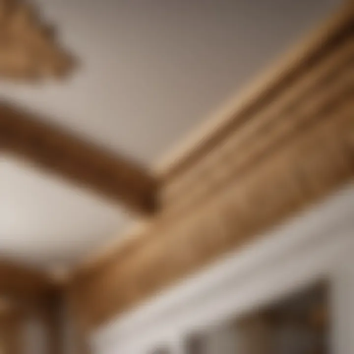 Close-up detail of intricate double crown moulding in a grand dining room