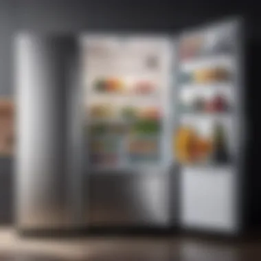 Illustration showcasing fridge depth specifications