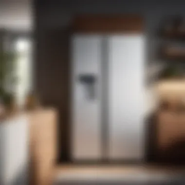 Detailed view of fridge width measurements