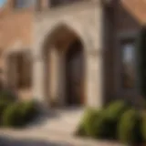 Exquisite stone facade on brick house exterior