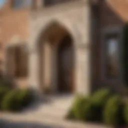 Exquisite stone facade on brick house exterior