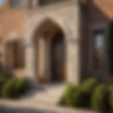 Exquisite stone facade on brick house exterior