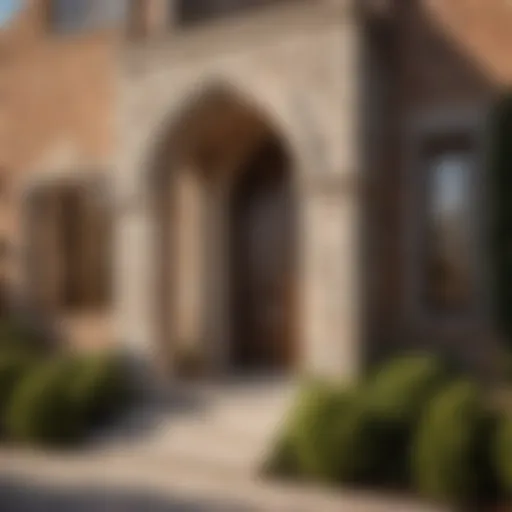 Exquisite stone facade on brick house exterior