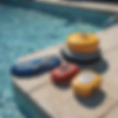 Essential Pool Cleaning Tools Various pool cleaning equipment neatly arranged