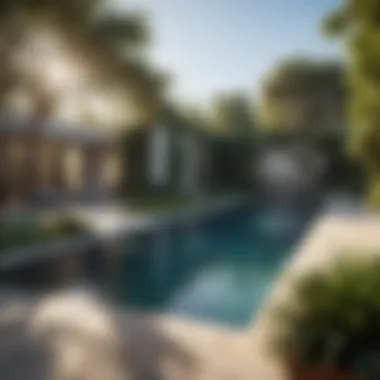 Maintaining a Pristine Pool Atmosphere A tranquil pool environment with lush landscaping