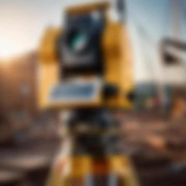 Professional surveying equipment used in site preparation