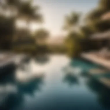 Symmetrical ripples on calm pool surface