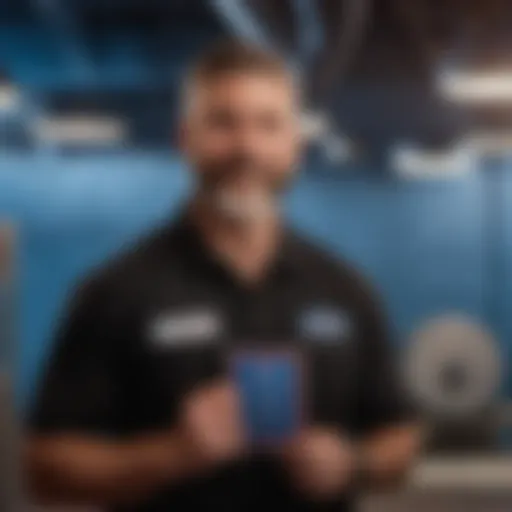Professional technician holding HVAC certification badge