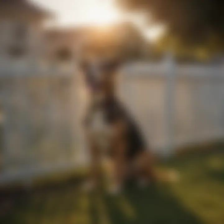 A portable panel fence set up in a backyard for dogs