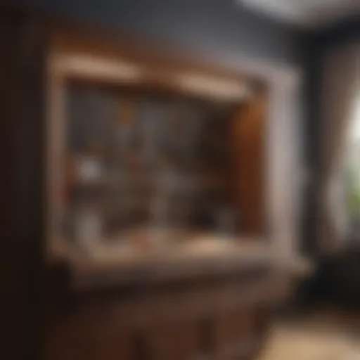 A well-organized workspace with tools for cabinet installation