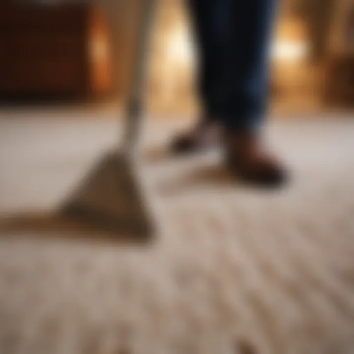 Techniques for Effective Wool Carpet Care An expert demonstrating carpet cleaning techniques