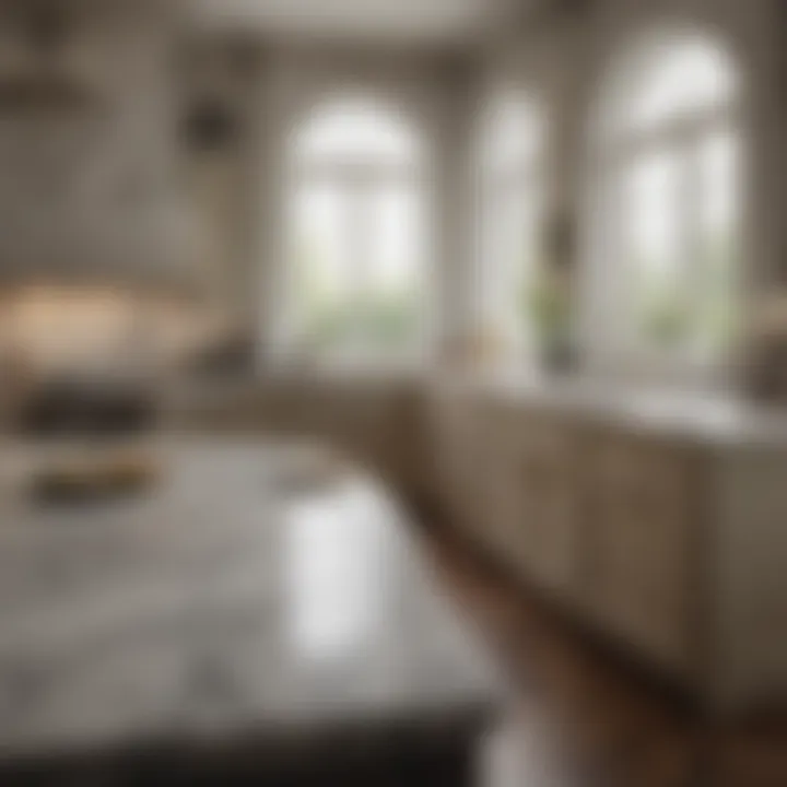 Luxurious kitchen featuring high-end marble surfaces