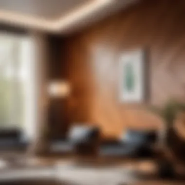 Elegant wooden paneling detail in modern interior