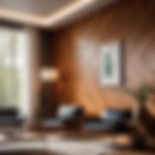 Elegant wooden paneling detail in modern interior