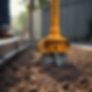 Equipping with Essential Tools Close-up of tools like post hole digger and level for fence installation
