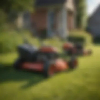 Variety of Small Lawn Mowers Different types of small lawn mowers displayed
