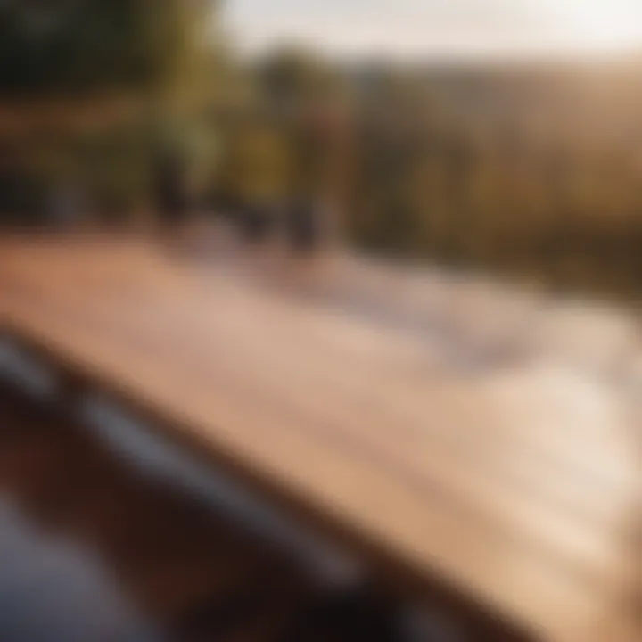 Elevated view of wooden deck boards