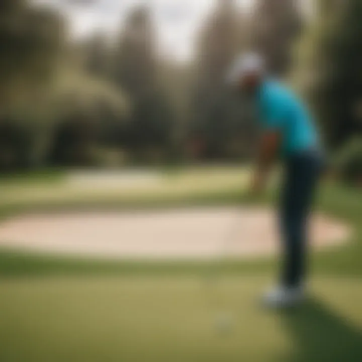 Professional golfer testing backyard green