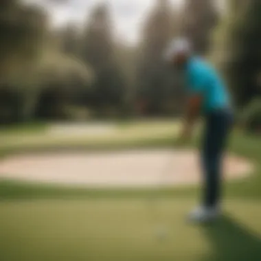 Expert Golfing Practice Session Professional golfer testing backyard green